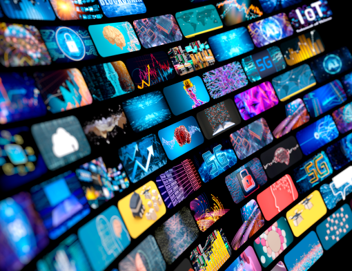 Painel de múltiplas telas tecnológico