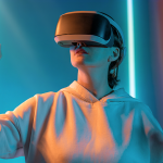 Mulher usando óculos de VR