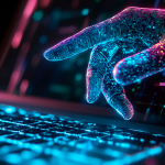 Mãos de um humano digitando em um notebook